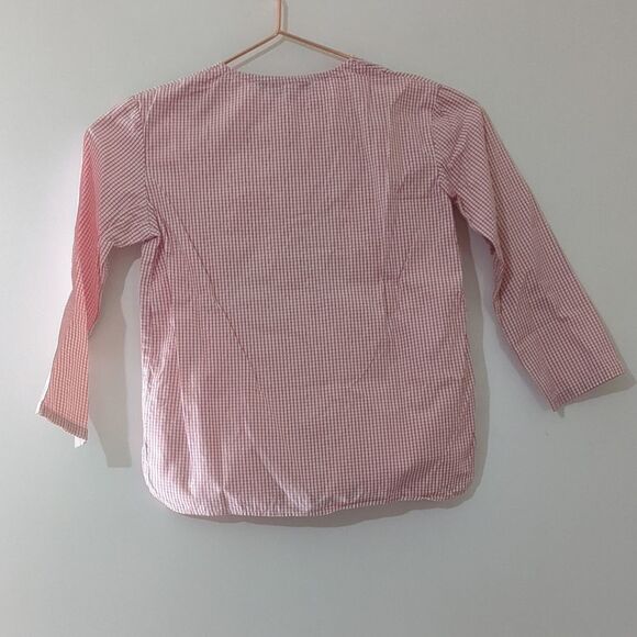Il Etait Une Luciole Red Gingham Print Long Sleeve Henley Top Size 6 H - Picture 3 of 4